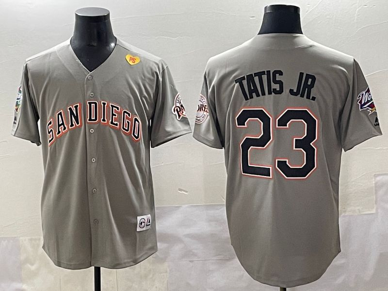 Men 2025 San Diego Padres #23 Tatis jr Grey Throwback Game Nike MLB Jersey style 8